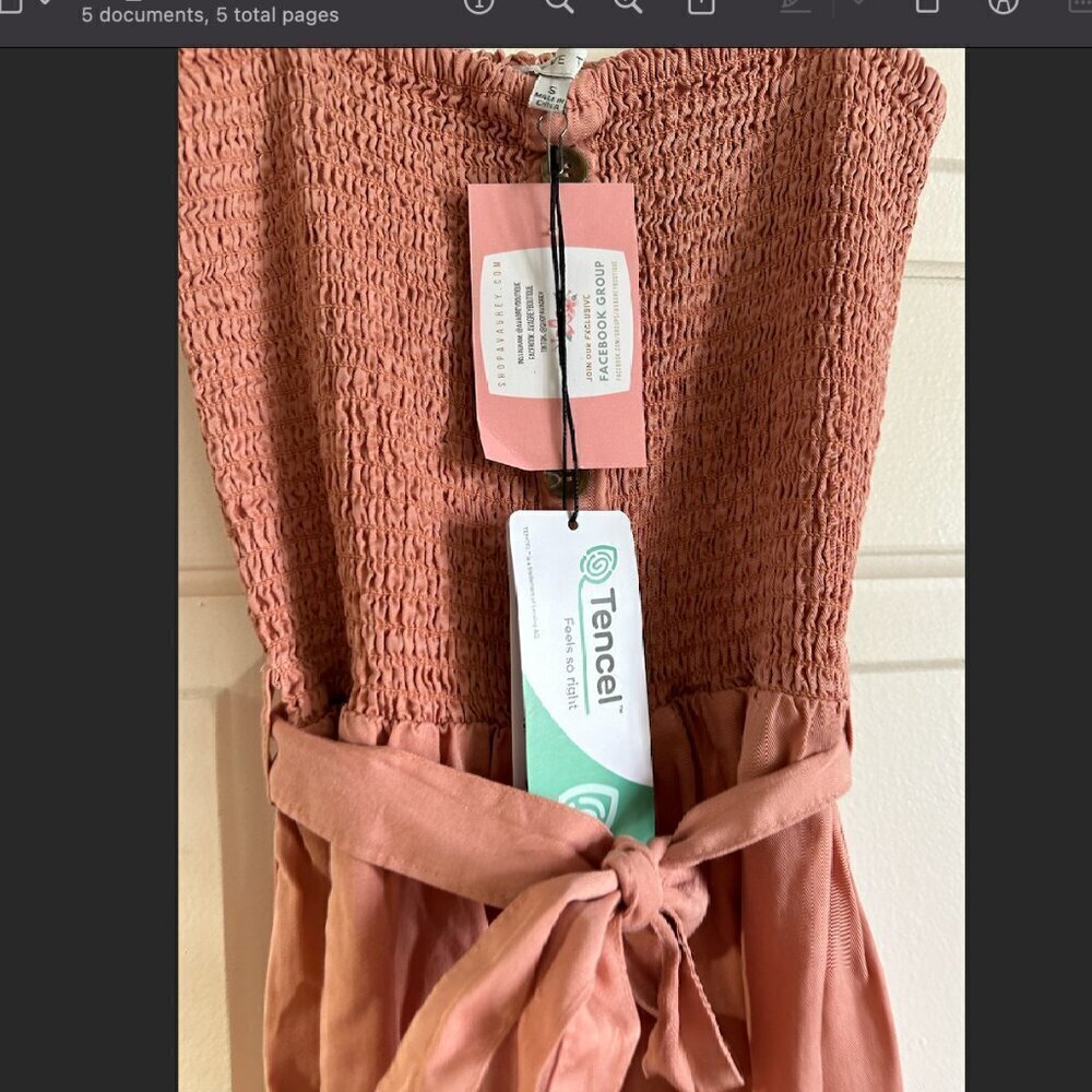 Blush Sleeveless Smocked Linen Jumpsuit - Valentine's Day Gift - Picture 14 of 15